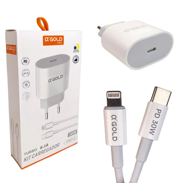 Carregador Turbo iPhone 30W USB-C / Lightning